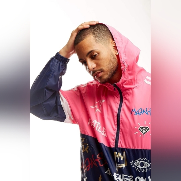 New Men's Graffiti Lightweight Urban Windbreaker Hoodie Multiple Sizes - Picture 5 of 6